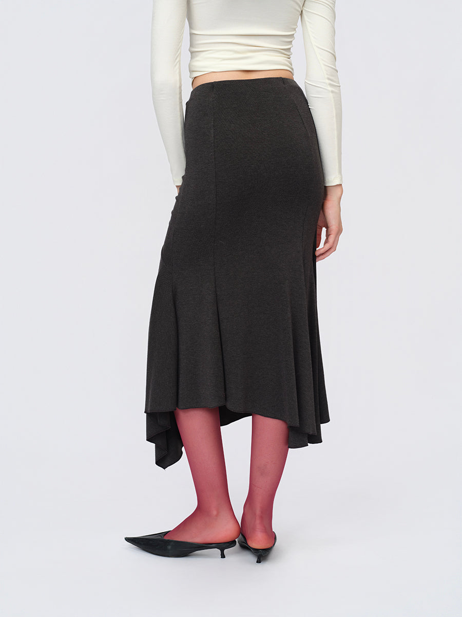Dotyears Gray Knit Pleated Maxi Dress with Hand-Embellished Details
