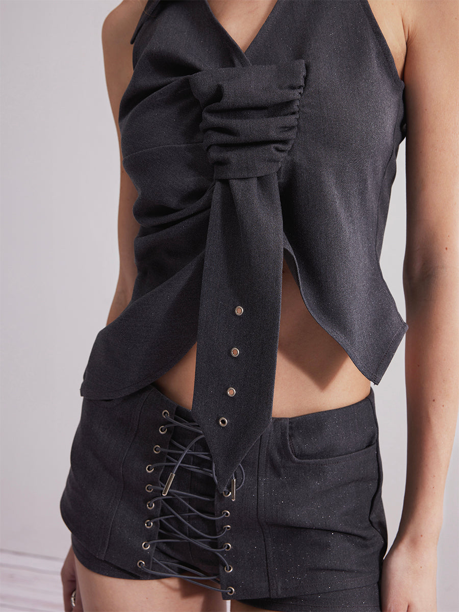 Dotyears24ss Grey shorts suit Office lady