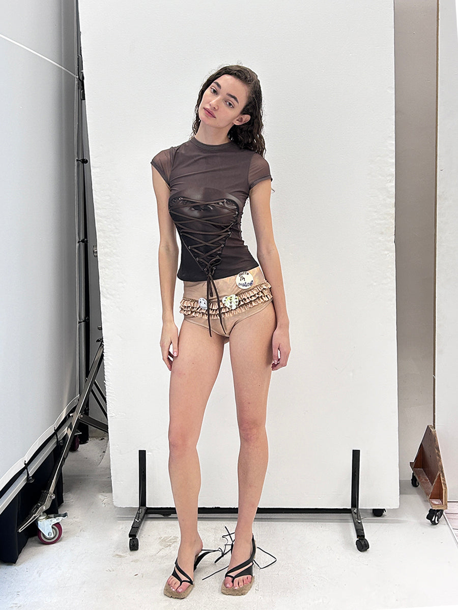 DotyearsxRoe2meDolly Original mesh figure print strappy slim top