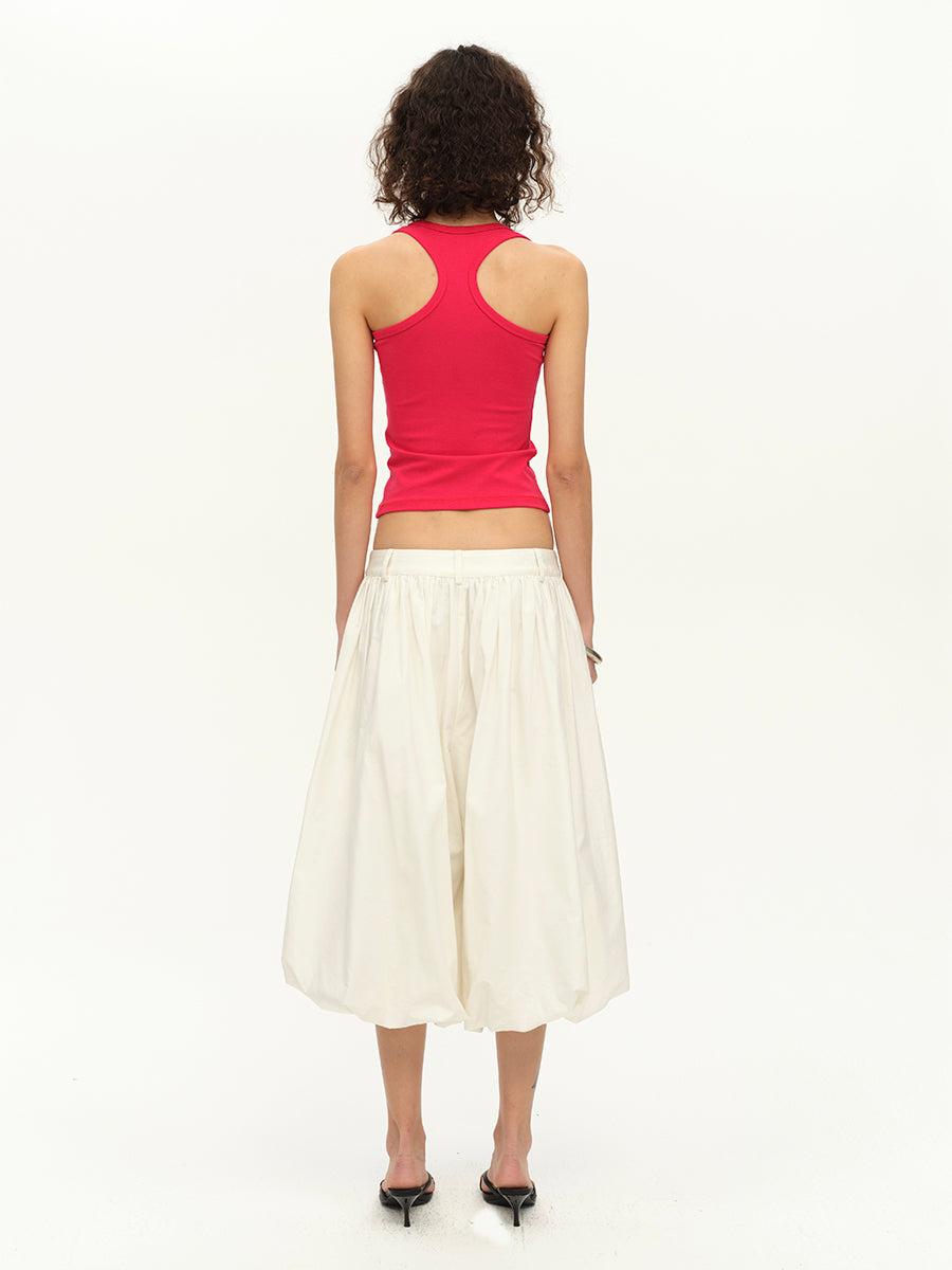 Hughum Square collar racerback rose red grey knitted vest