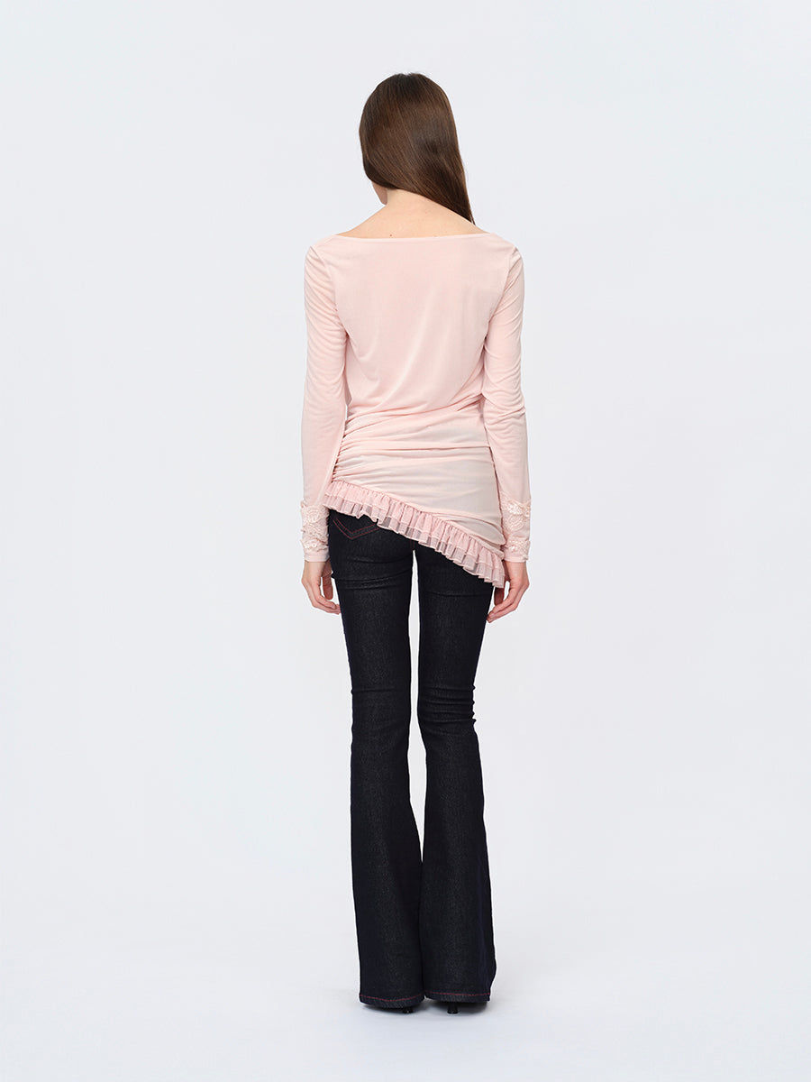 Dotyears Two-in-One Pleated Top in Acetate with Contrast Panels