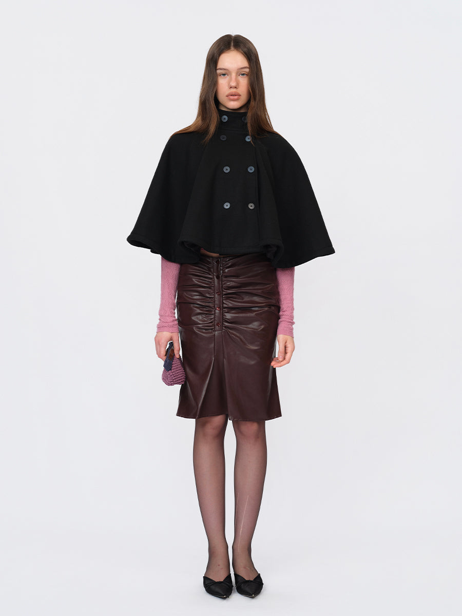 Dotyears Short Black Wool Blend Cape