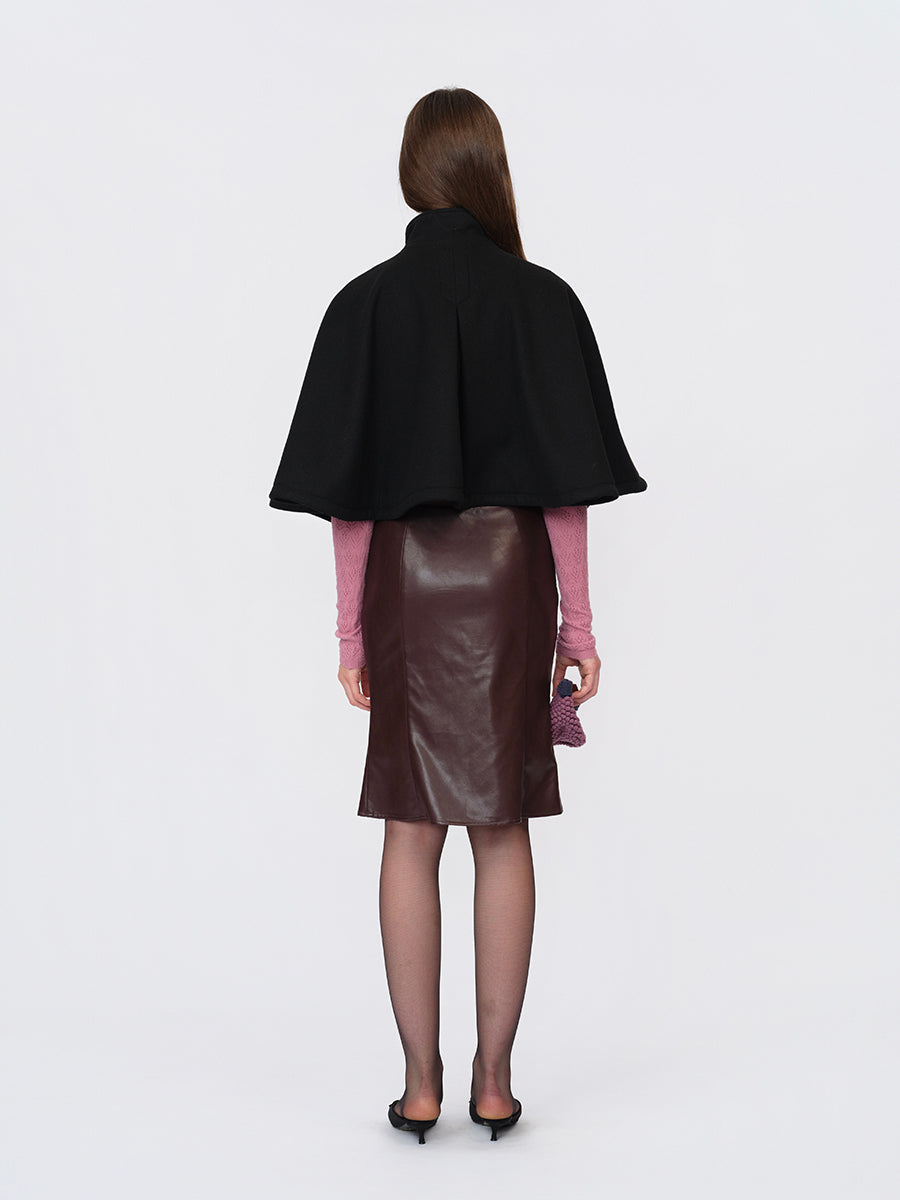 Dotyears Short Black Wool Blend Cape