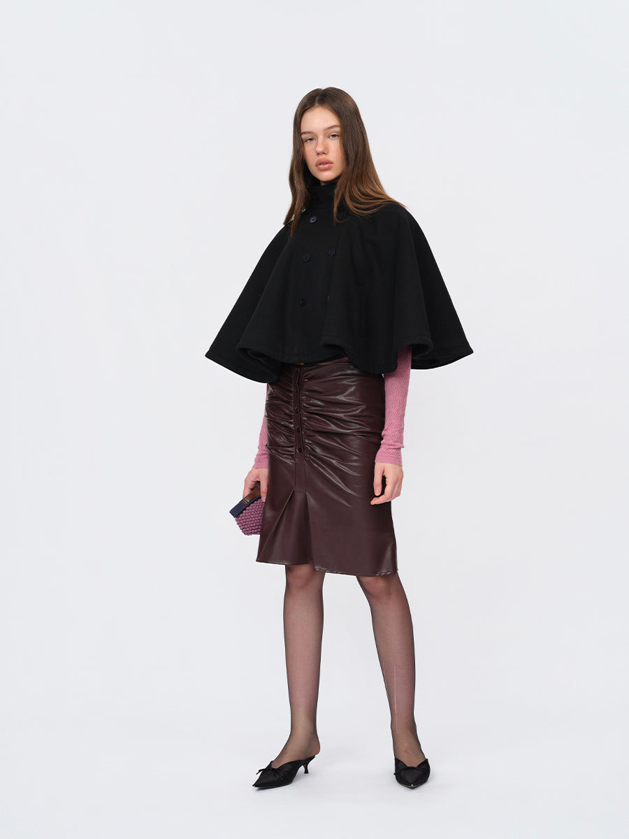 Dotyears Short Black Wool Blend Cape