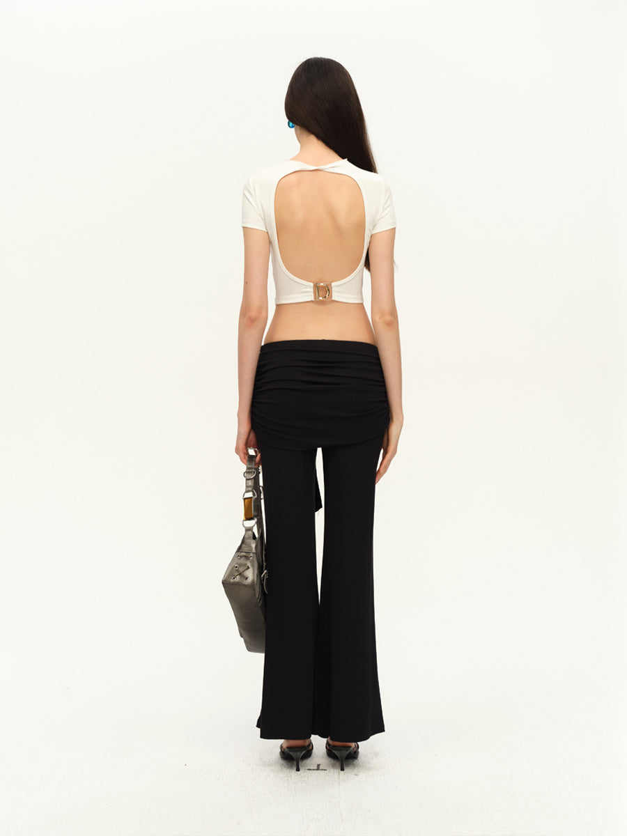 Dotyears Open back custom D-button knot black and white suit