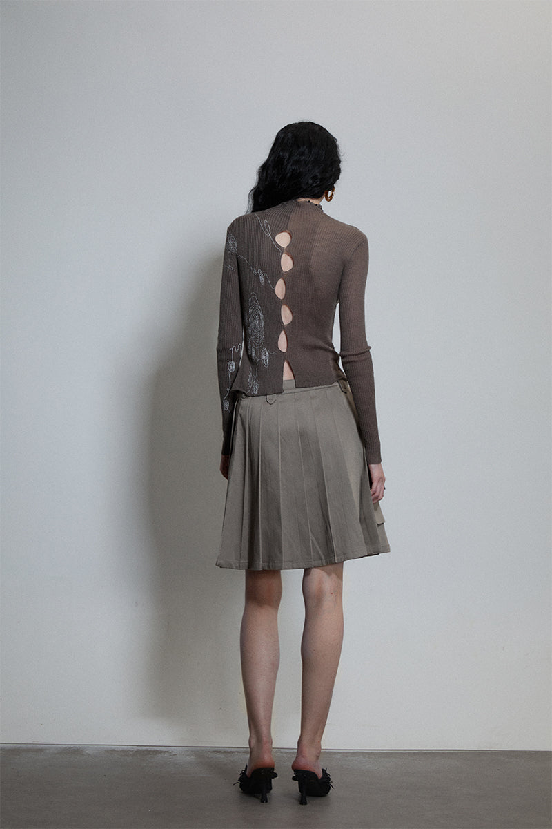 Dotyears Hoop print cut-out two-color front and back sweater