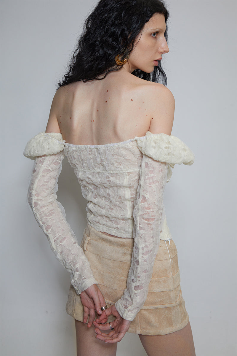 Dotyears One-shoulder neckline, ruffle lace, craft fabric, two wool tops
