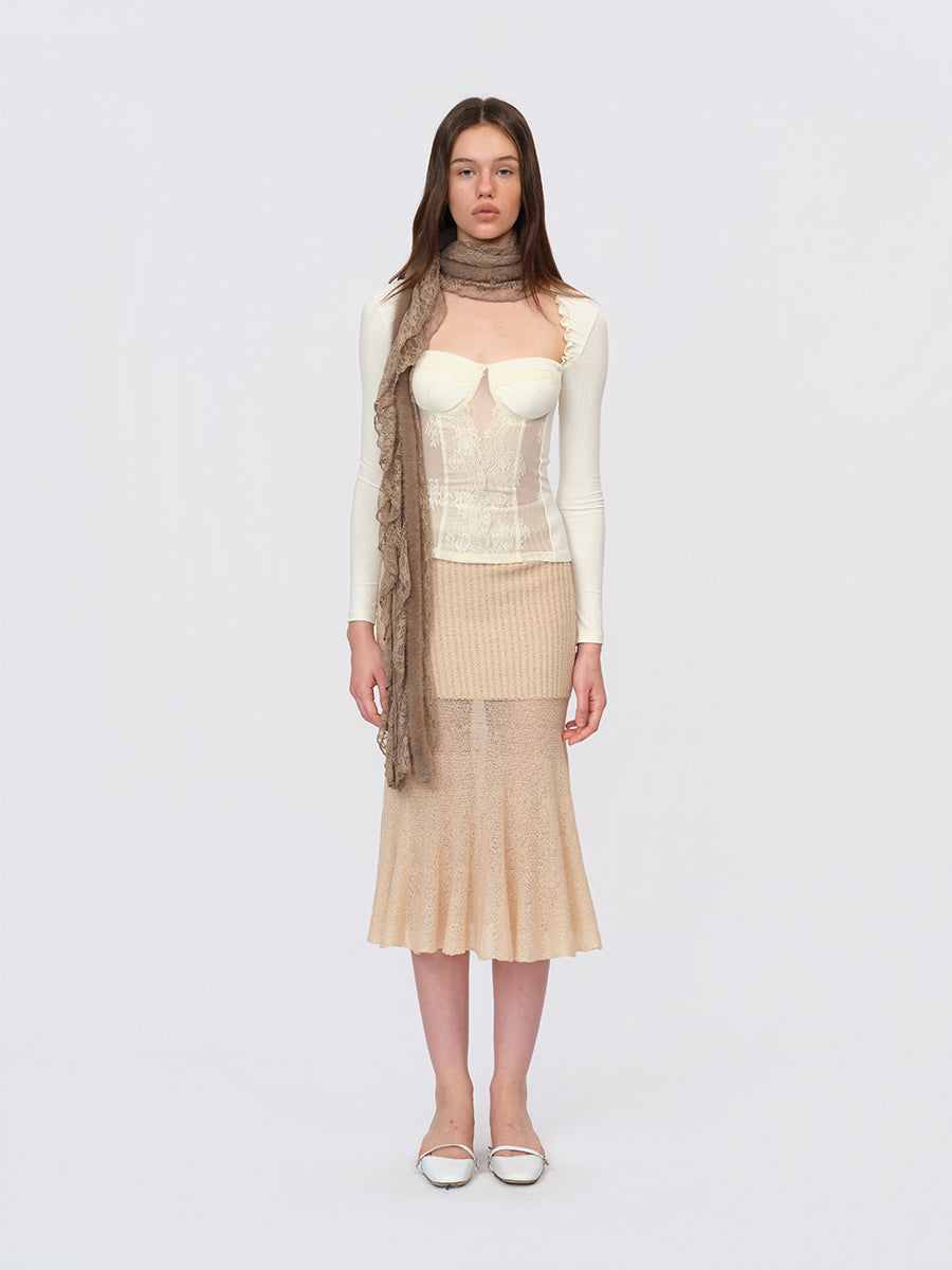 Dotyears White Lace-Paneled Bustier Top