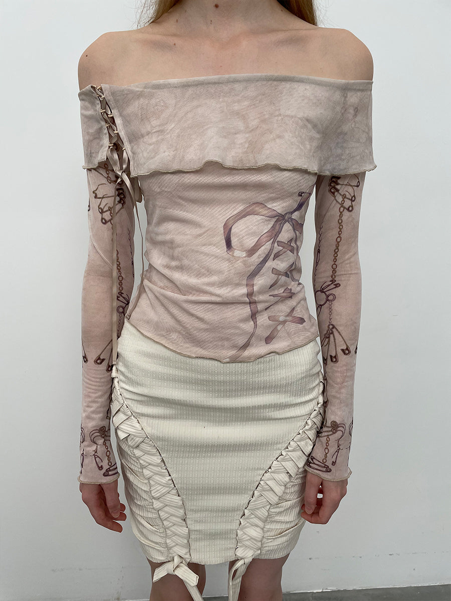 Dotyears24AW Original niche design lace-up skirt skirt