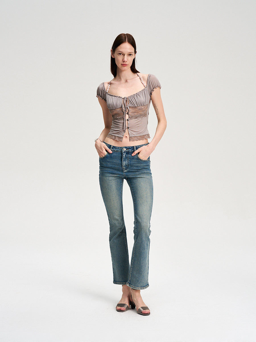 Dotyears Acetate lace panelled beaded cardigan