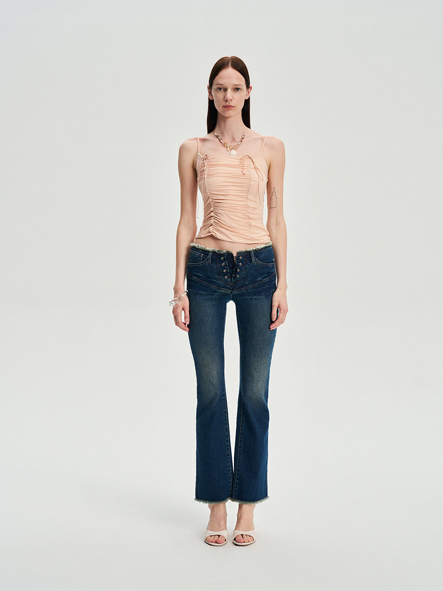 Dotyears Forest Whispers - Light-coloured drawstring pleated slim suspenders
