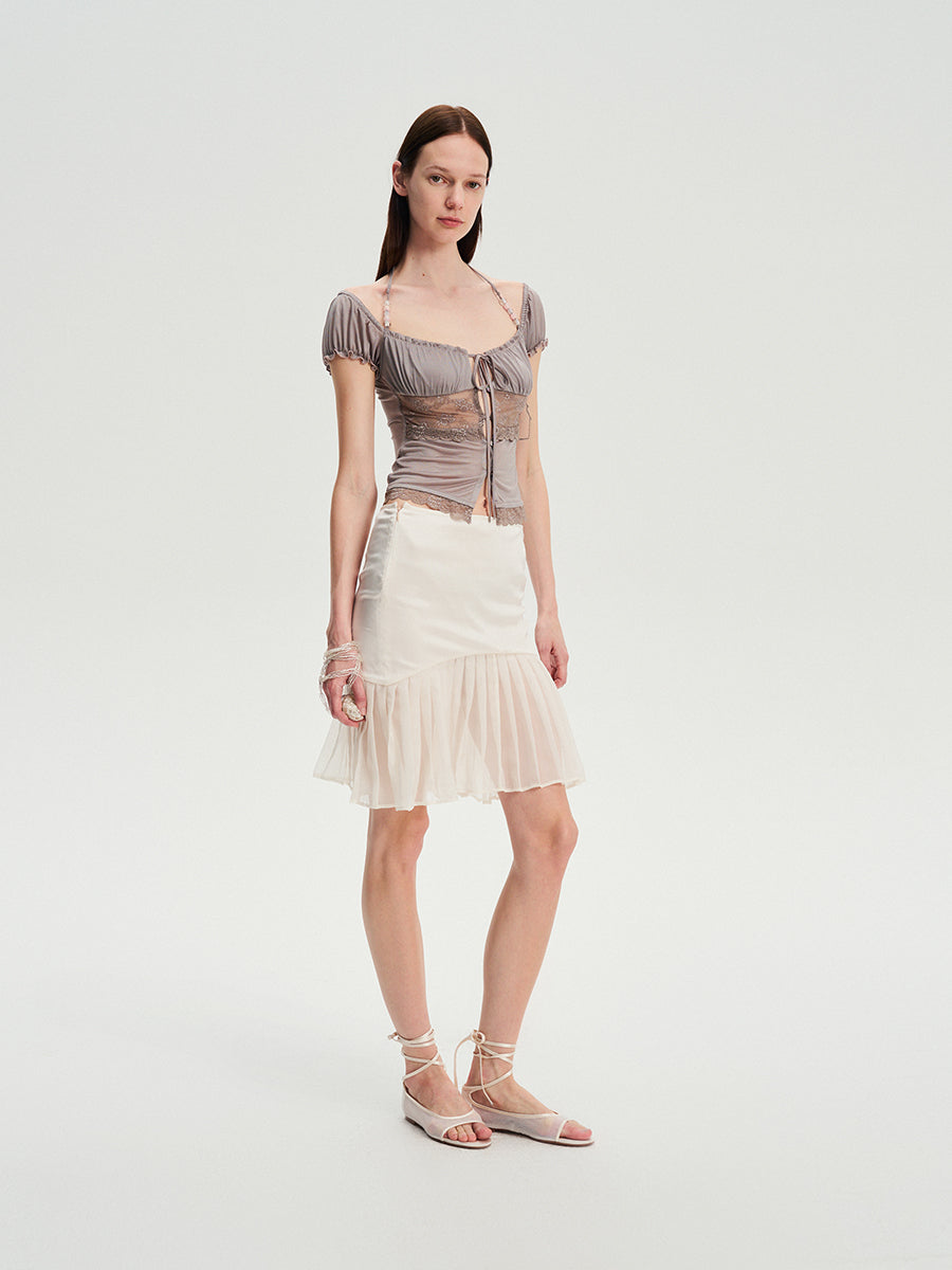 Dotyears Acetate lace panelled beaded cardigan
