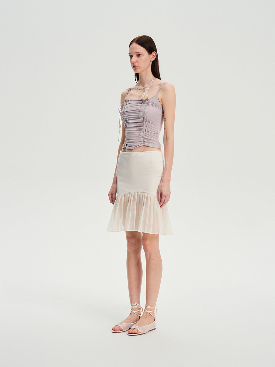 Dotyears Forest Whispers - Light-coloured drawstring pleated slim suspenders