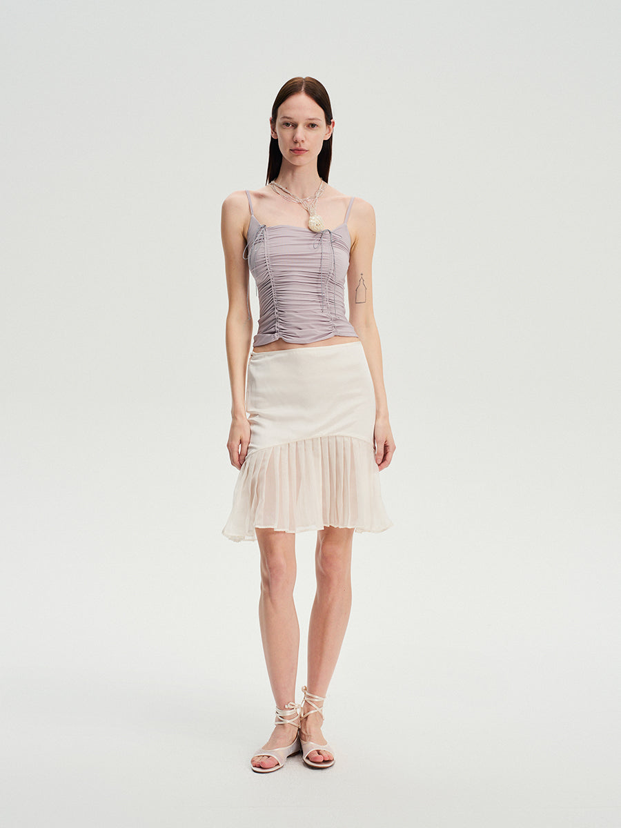 Dotyears Forest Whispers - Light-coloured drawstring pleated slim suspenders
