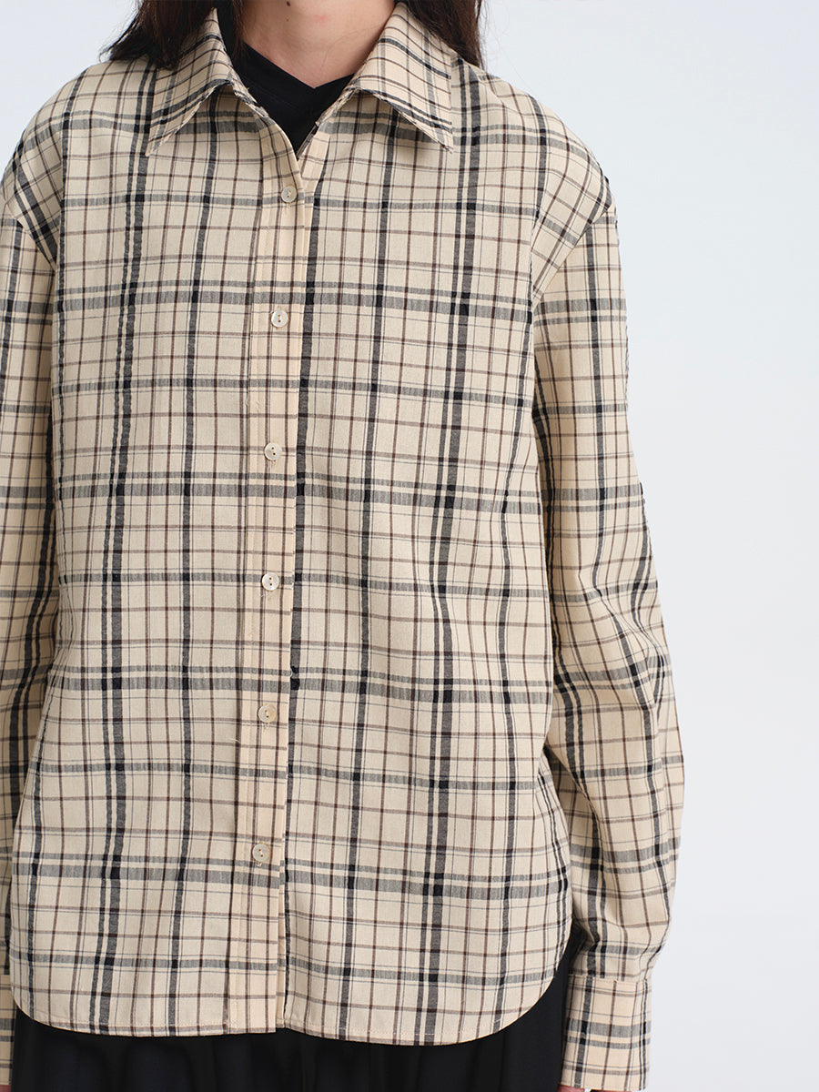 Hughum Khaki Check Cotton Shirt