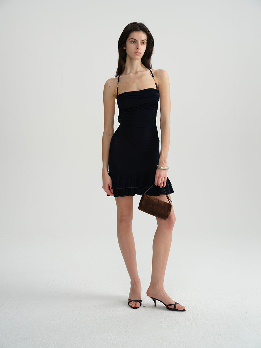 Dotyears Navy acetate dress