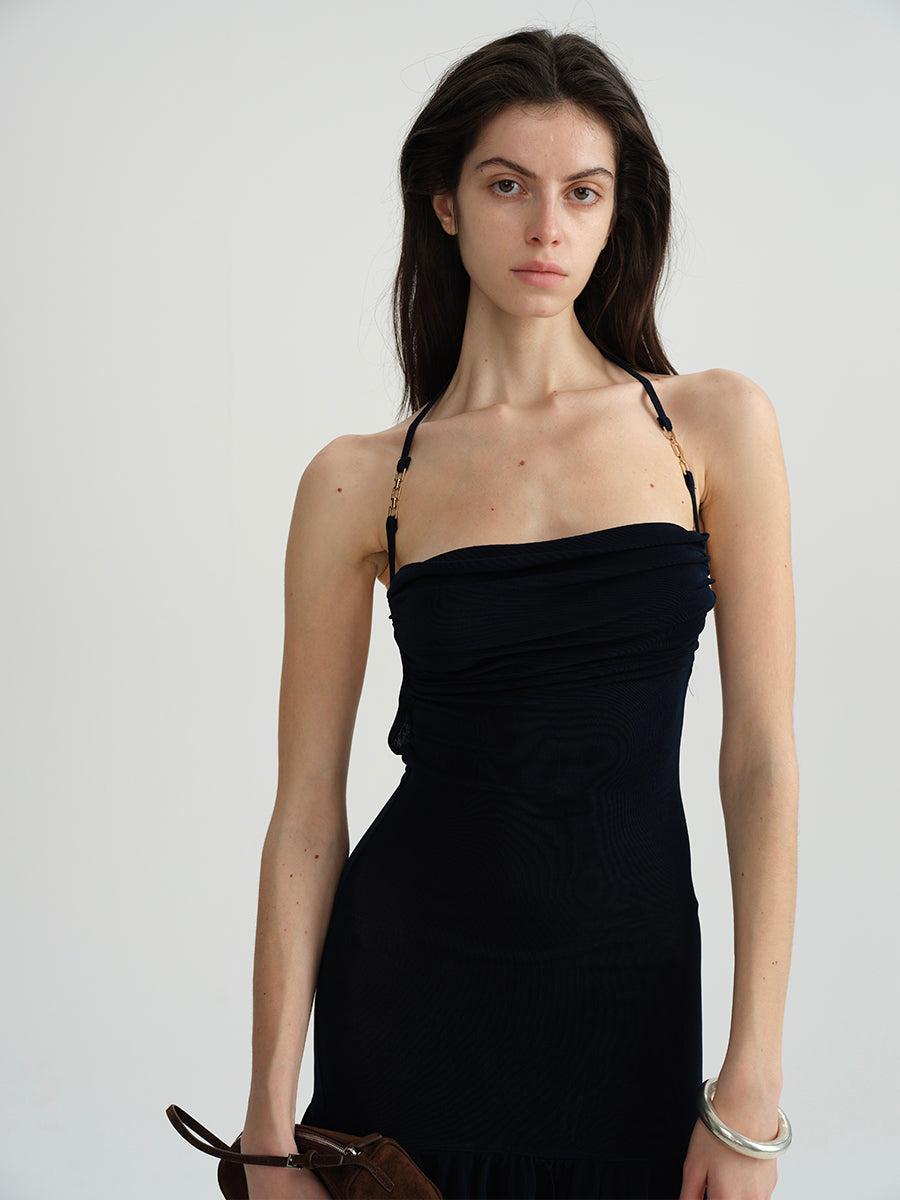 Dotyears Navy acetate dress