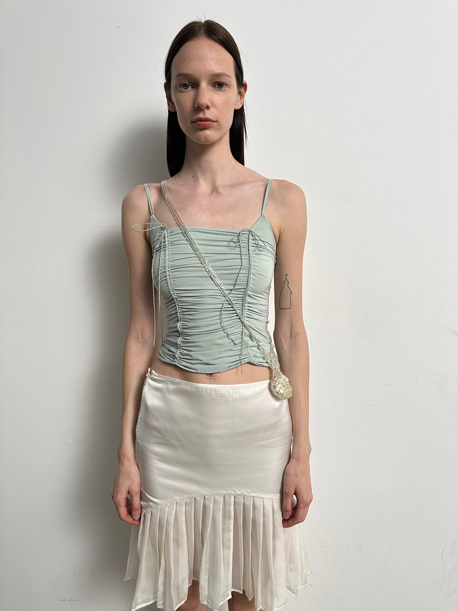 Dotyears Forest Whispers - Light-coloured drawstring pleated slim suspenders