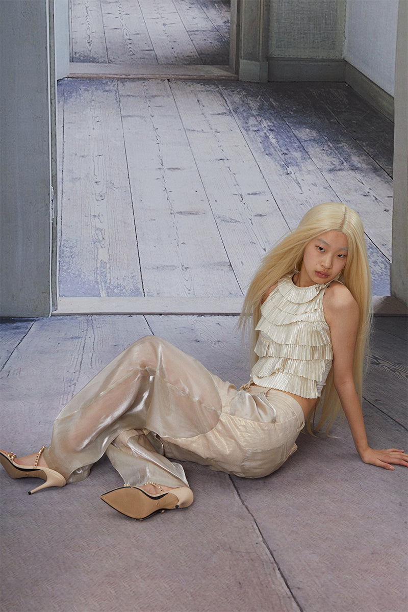 Dotyears23ss organza wide-leg trousers