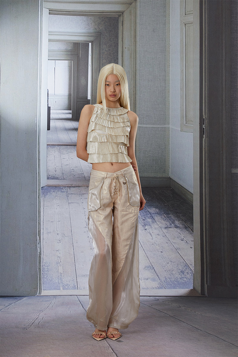 Dotyears23ss organza wide-leg trousers