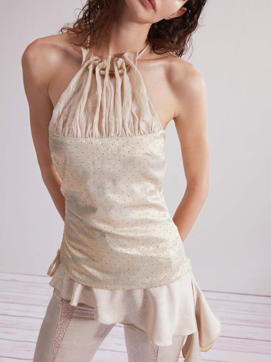 Dotyears24ss Beaded panelled suspender hot diamond top