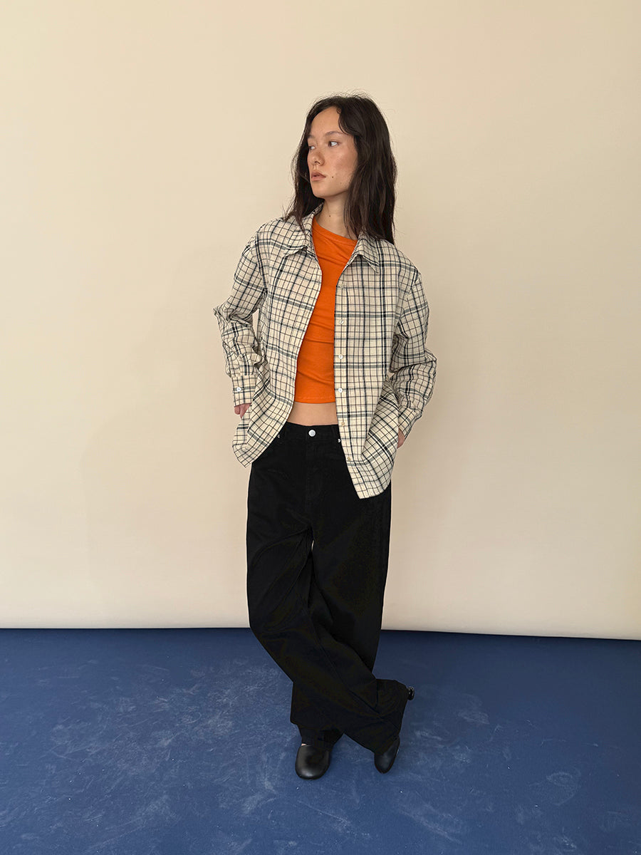 Hughum Khaki Check Cotton Shirt