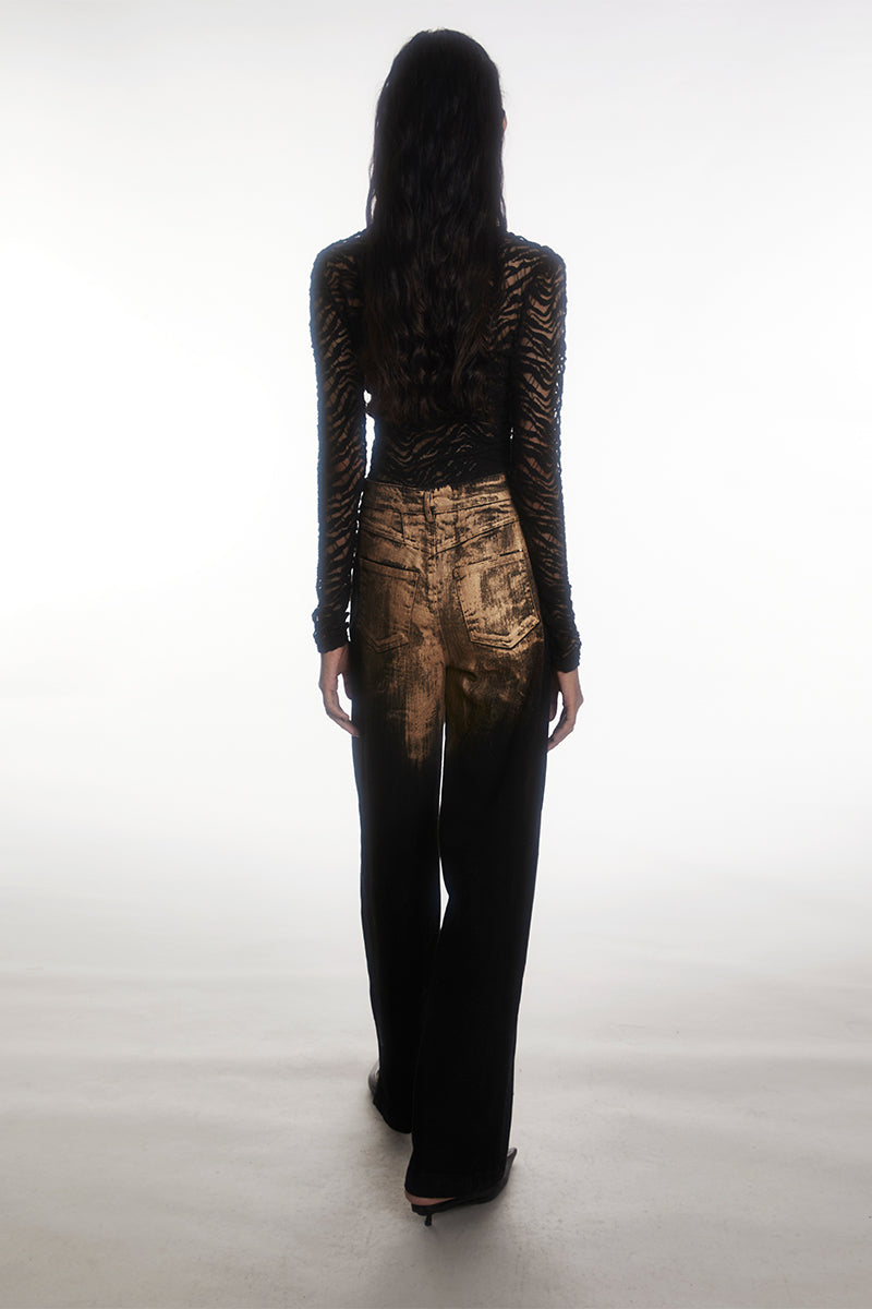 Dotyears 22AW brushed gold jeans